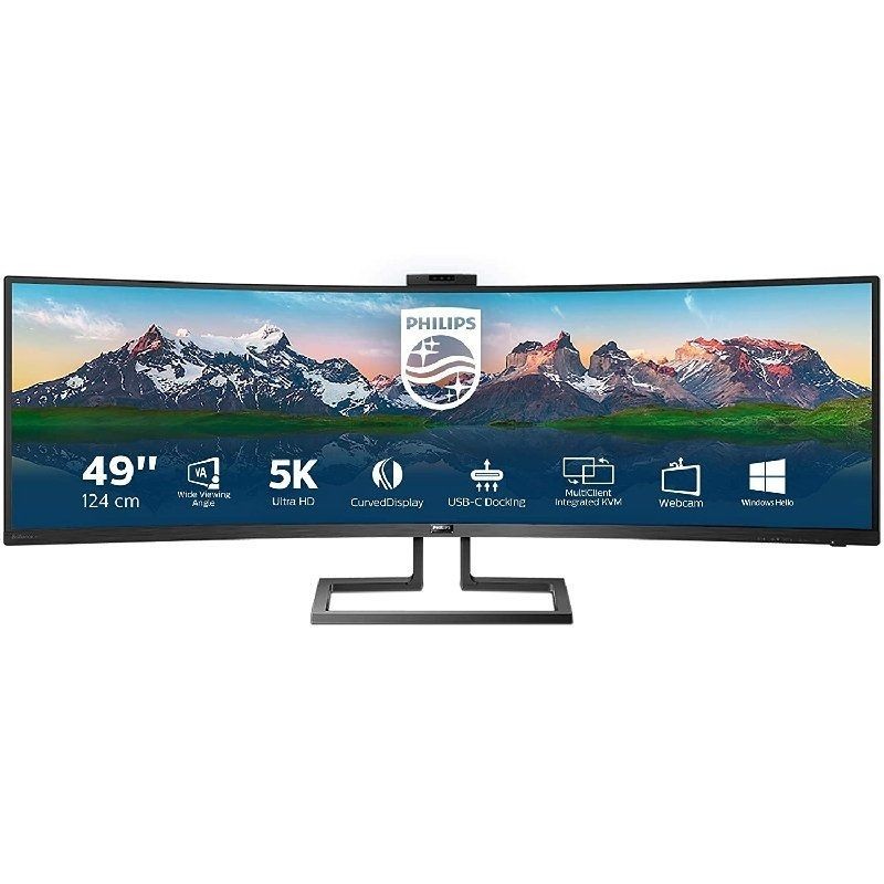 Monitor Profesional Ultrapanorámico Curvo Philips 499P9H 48.8/ Dual QHD/ Webcam/ Multimedia/ Negro